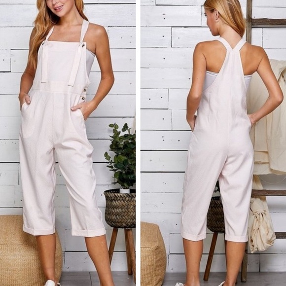 🎀NWT Pinstripe Romper/Striped Overalls/Jumper - Picture 2 of 13